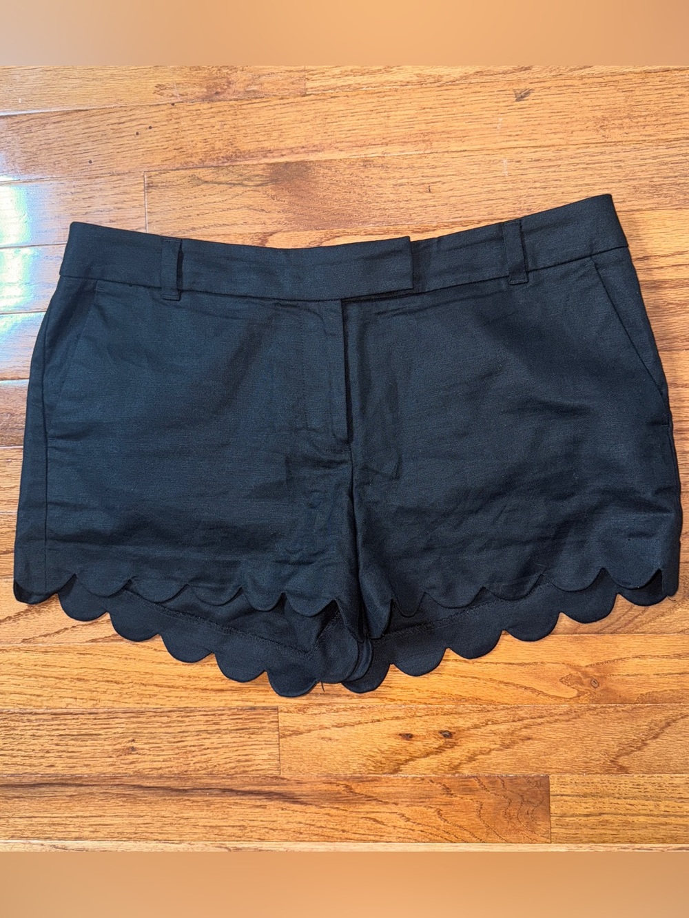 J.Crew Scalloped Hem Linen Blend Shorts Size 12